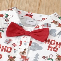 Meihuida Baby Boys Dvodijelni set odjeće za božićni ispisani uzorak uzorak navrat i crvene šarene suspenzije
