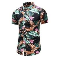 Jinda Muška Aloha Havajska majica Pamuk Top Dugme Up majica Kratki rukav Summer Vintage Tanki gumb Dolje