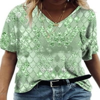 Kapreze Ženska radna košulja Summer kratkih rukava Top Tee Graphic Print V izrez Tunika Bluza Ležerne