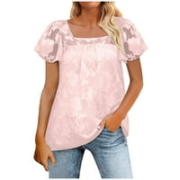 Ženska Frowy Swiss Dot bluza vrhova Clearence Dressy Square Crtne košulje Trendi čvrsti teženi Odjeća