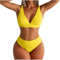 Lovskoo High Struk bikini kupaći kostimi seksi čvrsti set kupaći kostim punjeni kupaći kostimi za plažu