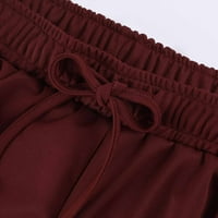 Ženske posteljine hlače visoke struk široke noge casual labave pantalone sa džepovima