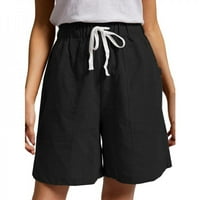 Ljetne pamučne i posteljine elastične struke Široko-noge pantalone džepove Loase Ladies Ležerne kratke