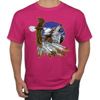 Orao i zavijajući vuk Americana Americana American Pride Muška grafička majica, Fuschia, 3xL