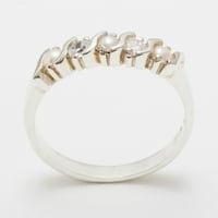 Britanci izrađeni sterling srebrni kultivirani Pearl & Diamond Womens Vječni prsten - Opcije veličine