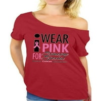 Neugodne stilove Žene nosim ružičastu za nekoga posebnog grafičkog grafičkog na ramena majica majica dojke svijest o raku