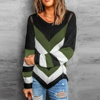 Džemperi za žene za žene ženski modni gornji okrugli vrat zimski ugodan džemper sa dugim rukavima zeleni