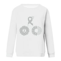 Lolmot Shirts za podizanje raka dojke Womens Overselizirani suncokret rebra majica Casual Labavi inspirativni