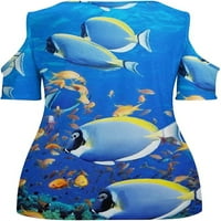 Podvodno septife ribe Voda Ocean Morska riba Ženska majica Kratki rukav Hladna majica na ramenu Tee