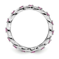 Sterling Silver Polirani prong, izrazi za slaganje stvorili su ružičasti safir veličine nakita nakita