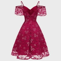 Žene Vintage Princess cvjetna čipka dekolte za zabavu Aline Swing haljina za motorne sanke za žene