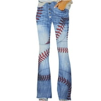 Ženska bljeskalica Dno jeans vrećaste traperice Dugme High Squik boot hlače sa džepom plavim xl