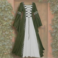 Fengqque Deal Clearence ženske haljine s dugim rukavima visokog struka Ležerne haljine patchwork vintage