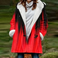 SNGXGN Ženska ležerna zima toplo debela Sherpa topla teška dukserica Zimski kaputi za žene, crvene,