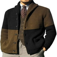 Prednjeg swalk muški džemper s jednim džemper sa džepovima Boja blok pletiva od kardigan dugih rukava