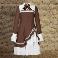Slobodnoj haljini za žene - Retro stil slatke čipke dugih rukava Bowtie kostimi Party haljina s lukom