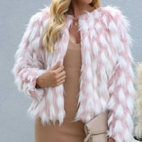 FAU kaput za žene Formalni kaput topli umjetni plisni kaput zimska jakna modna gornja odjeća Pink XXL