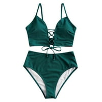 AVITICD High Struk Tankini kupaći kostimi za žene Žene Visoko struk Bikini Dno Retro ruched plivaju