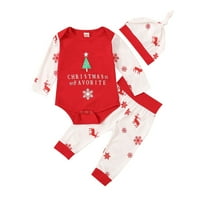 Baby Girl Božićno pismo Bodysuit Romper + Crtane jelene hlače Hat outfits Streetwear odjeća za 6-mjeseci