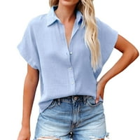 Ženske majice vrhovi Coton kratki rukav casual Popularni modni tee vrhovi džepne majice