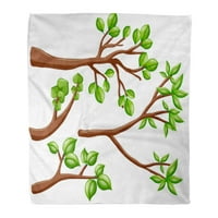 Flannel baca pokrivač zelene grane razlikuje se od grana stabla klipa Clipart crtanje meko za krevet