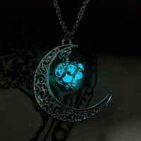 Aqua Blue Heart Glow u darskom privjeskom poklon ogrlice