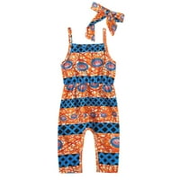 Rovga Kids Girls Baby Toddler Bodysuits Afrički Dashiki Tradicionalni stil bez rukava Ljetna rub Shoupsit