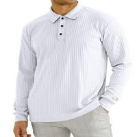 Luxplum muški vrhovi rever vrat Polo majica dugih rukava bluza Ležerne majica Radni pulover bijeli xs