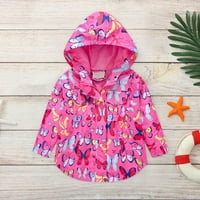 Lilgiuy Toddler Kids Baby Girls Slatko crtani leptir uzorak vjetrootporna jakna odvojivi kaput s kapuljačom