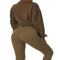 Biayxms ženska polovica zip obrezanih dukseva casual labava vježba sportske dukseve novi stil pulover