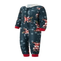 Eyicmarn božićni roditelj-dječji pidžami, blok u boji crtani tisak dugih rukava sa kapuljačom