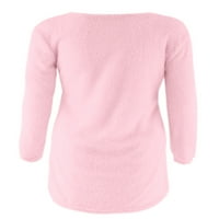 Voguele Women Jumper vrhovi dugih rukava dugim rukavima zimski topli pulover šik džempere ugodno svjetlo ružičasto 4xl