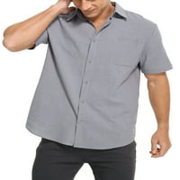 Muška haljina košulja Regularne fit kratkih rukava Čvrsta muški majice Raširene ovratnike Casual Oxford
