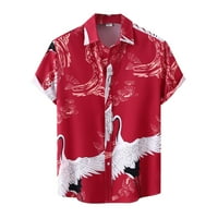 Fsqjgq muški casual gumb dolje majice polka tat cvjetna sitnica havajska majica za muškarce za muškarce