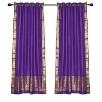 Boho Purple Indian Sari zavjese TOP prozori Ploče zadivljuju -43w 63l