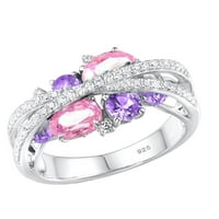 Ženski ružičasti prsten retro kreativni novi u obliku šupljeg morskog plavog cirkon zvona za poklon