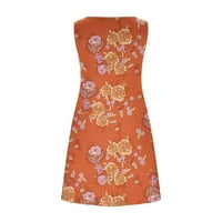 Ljetne haljine za žene bez rukava za ispis cvjetni uzorak Okrugli vrat Midi fit i flare modni trendi