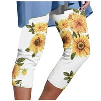 Yievit casual salon Capris hlače za žene Ljetna ušteda čišćenje ženskih cvjetnih ispisa casual gamaše elastične strugove na plaži hlače atletičke obrezive hlače bijele s