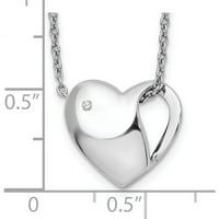 Sterling Silver RH pozlaćen bijeli led .01ct. Dijamantna ogrlica od srca napravljena u Indiji QW289-18