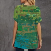 Ženska blok u boji kratki rukav kratki rukav majica casual labave ljetne majice Tunike Green M