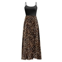 Maxi Haljine za žene Leopard Sling Crew Clorez Cvjetni ispis Duga haljina Ljetna plaža Pleased elastična