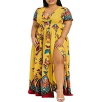 Colisha Women Plus veličina dugačka haljina kratki rukav Sundress cvjetni print preveliki maxi haljine
