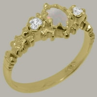Britanska izrađena čvrstog zlata od 14K žutog zlata, prirodni i dijamantni ženski prsten - Veličine