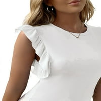 Ženske majice Elegantni obični okrugli vrat rebrasti prsluk Slim Fit White XS