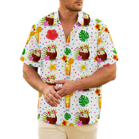 Fraigo Muns Boys Hawaiian Majica Voćni sok Kokosov gumb Ispiši majicu kratkih rukava Tropical Listovi