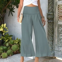 Smihono ženska moda Žene Ležerne prilike pune boje hlače ravno široke pantalone za noge Trendy ljeto
