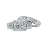 14K dvotonski zlatni dijamantski klaster bridalni vjenčani prsten set 2- CTTW