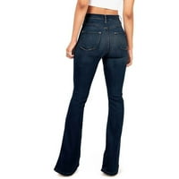 Ketyyh-Chn modne hlače za žene Flare Jeans High Squik STRETEM široke noge traper hlače tamno plava,