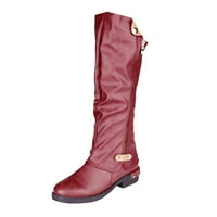 IOPQO ženske čizme za gležnjeve Žene modne ležerne duge čizme High Boots Niske potpetice patentne cipele