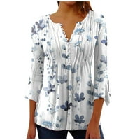 Ženski ljetni trendi vrhovi boho cvjetni duljina za ispis Dužina bljeskalica V V Crt Pleased Tunic Bluze